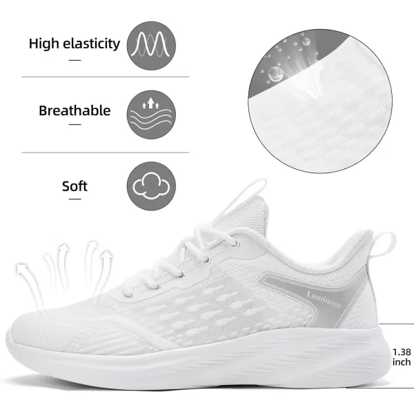 Lamincoa Womens Lightweight Walking Shoes Running Sneaker for Women Tennis AthelicWhite