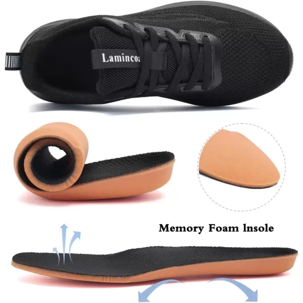 Lamincoa Womens Tennis Walking Shoes Slip On Lightweight Comfort Memory Foam SneakersBlacka