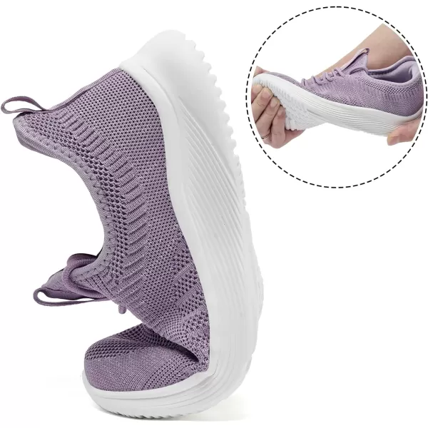 Lamincoa Womens Tennis Walking Shoes Slip On Lightweight Comfort Memory Foam SneakersPurple