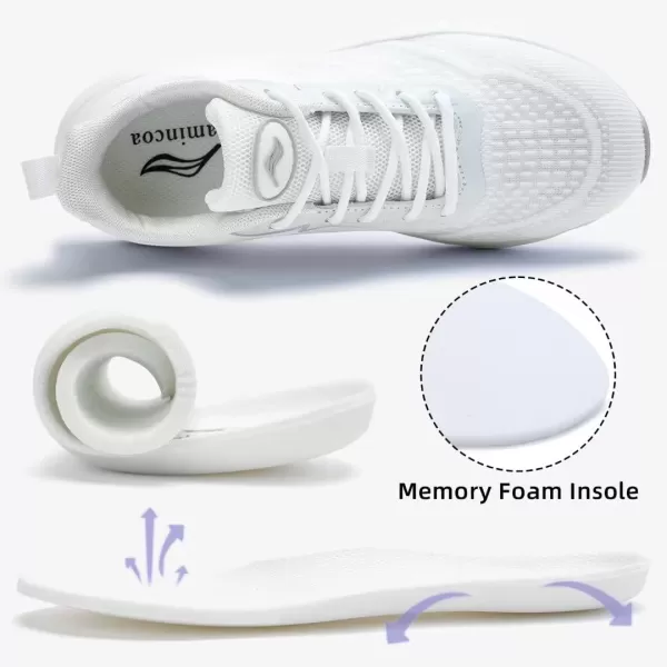 Lamincoa Womens Walking Shoes  Womens Sneakers Shoes Lightweight Breathable Slip On Tennis ShoesWhite