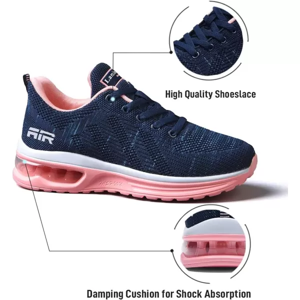 Lamincoa Womens Walking Shoes Lightweight Running Shoes Womens Tennis Shoes Non Slip Air Shoes Breathable Mesh Air Cushion Sneakers for Gym Workout SportsBluepink