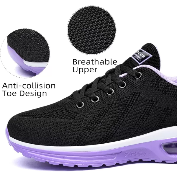 Lamincoa Womens Walking Shoes Lightweight Running Shoes Womens Tennis Shoes Non Slip Air Shoes Breathable Mesh Air Cushion Sneakers for Gym Workout SportsBlackpurple