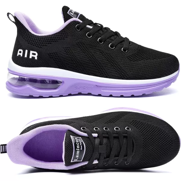 Lamincoa Womens Walking Shoes Lightweight Running Shoes Womens Tennis Shoes Non Slip Air Shoes Breathable Mesh Air Cushion Sneakers for Gym Workout SportsBlackpurple