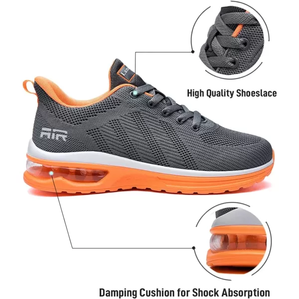 Lamincoa Womens Walking Shoes Lightweight Running Shoes Womens Tennis Shoes Non Slip Air Shoes Breathable Mesh Air Cushion Sneakers for Gym Workout SportsGaryorange