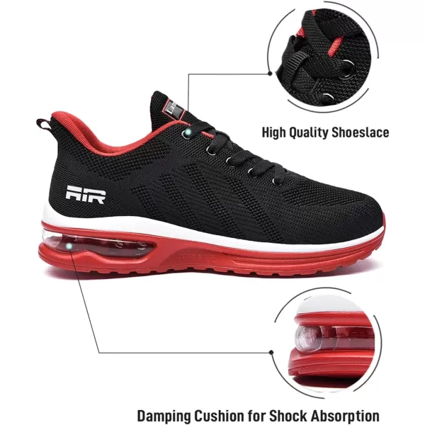 Lamincoa Womens Walking Shoes Lightweight Running Shoes Womens Tennis Shoes Non Slip Air Shoes Breathable Mesh Air Cushion Sneakers for Gym Workout SportsBlackred