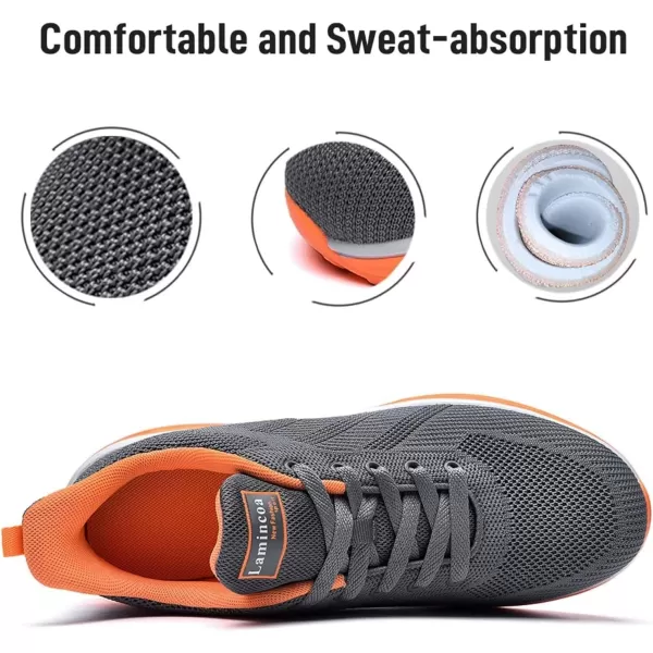 Lamincoa Womens Walking Shoes Lightweight Running Shoes Womens Tennis Shoes Non Slip Air Shoes Breathable Mesh Air Cushion Sneakers for Gym Workout SportsGaryorange