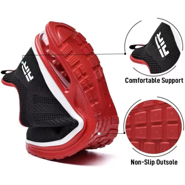 Lamincoa Womens Walking Shoes Lightweight Running Shoes Womens Tennis Shoes Non Slip Air Shoes Breathable Mesh Air Cushion Sneakers for Gym Workout SportsBlackred