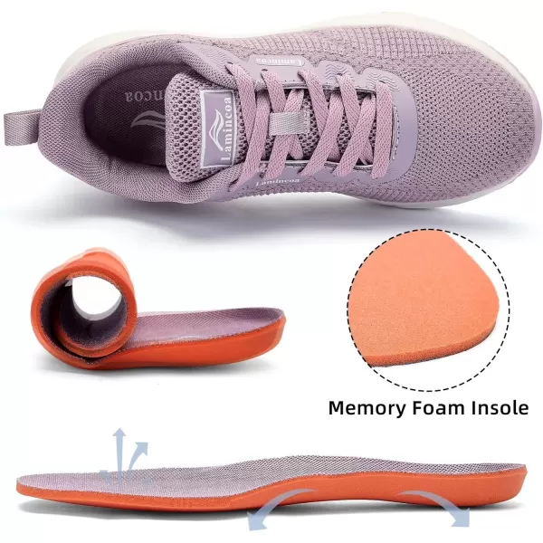 Lamincoa Womens Walking Shoes Lightweight Running Sneakers for Women Memory Foam Soft Womens Tennis Shoes Breathable Mesh Shoes for Gym Workout SportsPurple