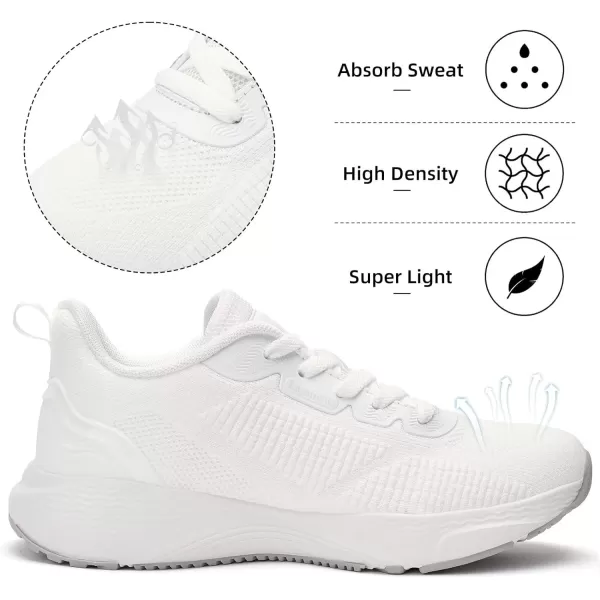 Lamincoa Womens Walking Shoes Lightweight Running Sneakers for Women Memory Foam Soft Womens Tennis Shoes Breathable Mesh Shoes for Gym Workout SportsWhite