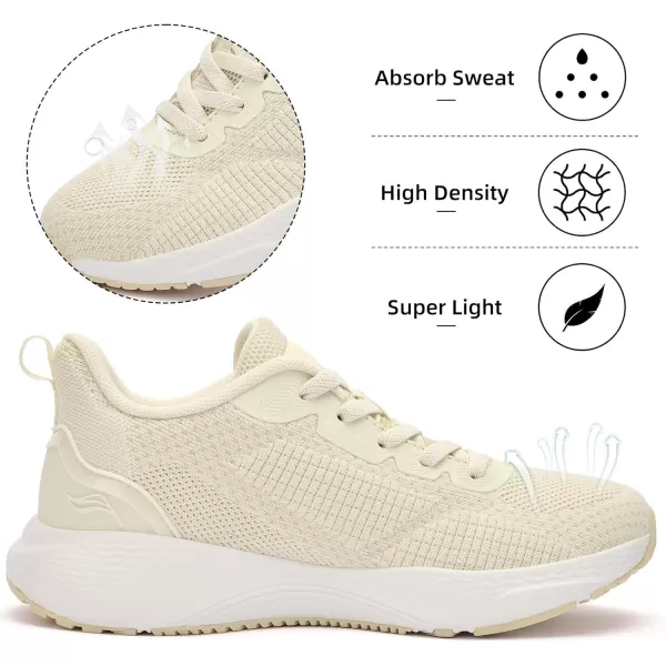 Lamincoa Womens Walking Shoes Lightweight Running Sneakers for Women Memory Foam Soft Womens Tennis Shoes Breathable Mesh Shoes for Gym Workout SportsCreamcoloured