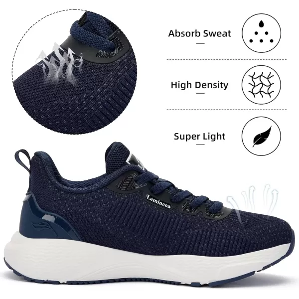 Lamincoa Womens Walking Shoes Lightweight Running Sneakers for Women Memory Foam Soft Womens Tennis Shoes Breathable Mesh Shoes for Gym Workout SportsNavyblue