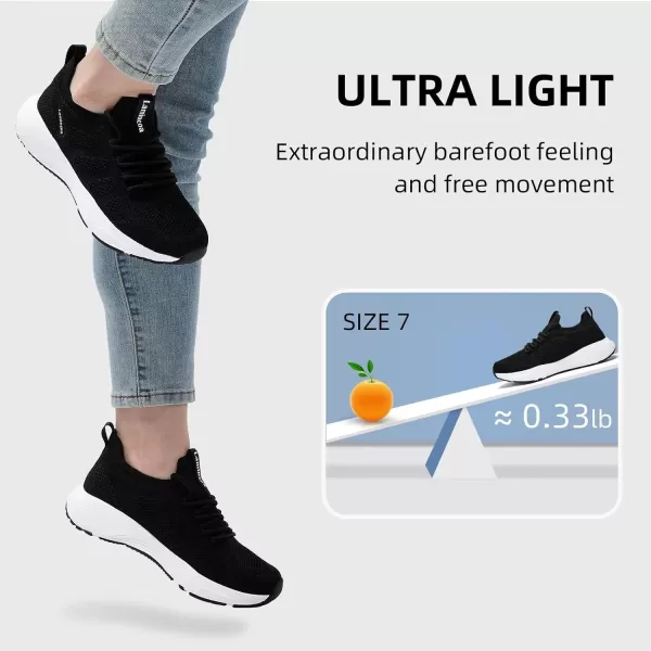 Lamincoa Womens Walking Tennis Shoes Slip On Memory Foam Lightweight Casual Sneakers for Running Travel WorkoutBlack White