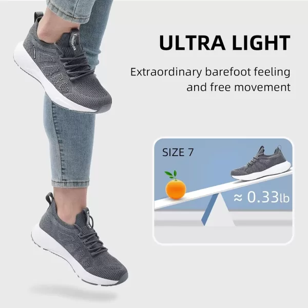 Lamincoa Womens Walking Tennis Shoes Slip On Memory Foam Lightweight Casual Sneakers for Running Travel WorkoutDark Grey