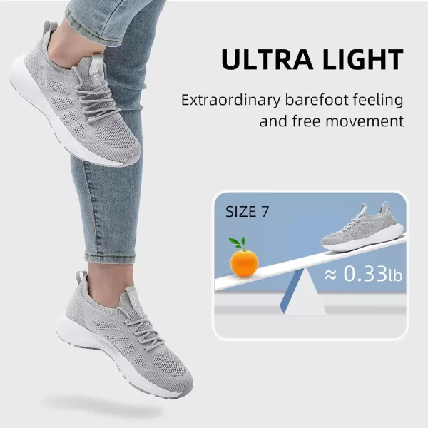 Lamincoa Womens Walking Tennis Shoes Slip On Memory Foam Lightweight Casual Sneakers for Running Travel WorkoutLight Grey