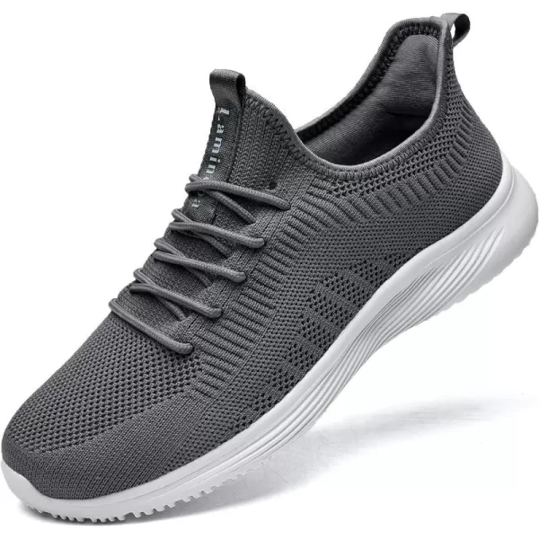 Lamincoa Mens Walking Tennis Shoes Slip On Lightweight Comfy Breathable Casual Sneakers for Running Jogging FitnessGrey