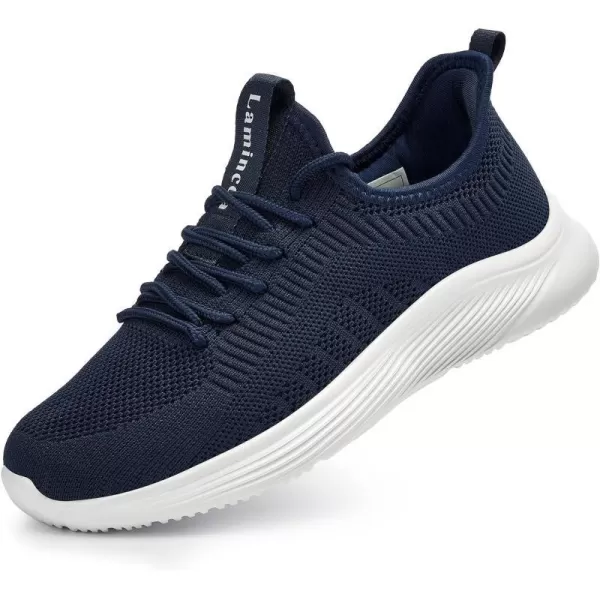 Lamincoa Mens Walking Tennis Shoes Slip On Lightweight Comfy Breathable Casual Sneakers for Running Jogging FitnessNavy Blue