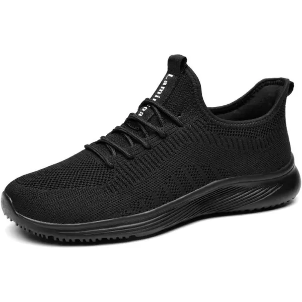 Lamincoa Wide Width Mens Tennis Shoes Slip On Lightweight Breathable Casual Sneakers for Walking Running Gym Jogging FitnessBlack