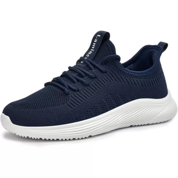 Lamincoa Wide Width Mens Tennis Shoes Slip On Lightweight Breathable Casual Sneakers for Walking Running Gym Jogging FitnessNavy Blue