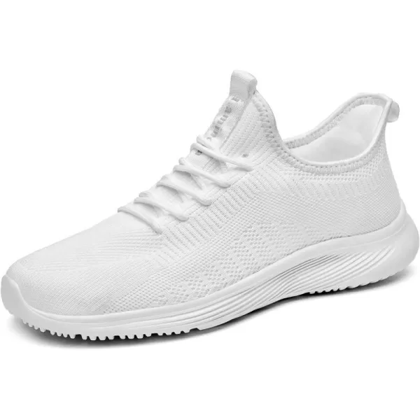 Lamincoa Wide Width Mens Tennis Shoes Slip On Lightweight Breathable Casual Sneakers for Walking Running Gym Jogging FitnessWhite