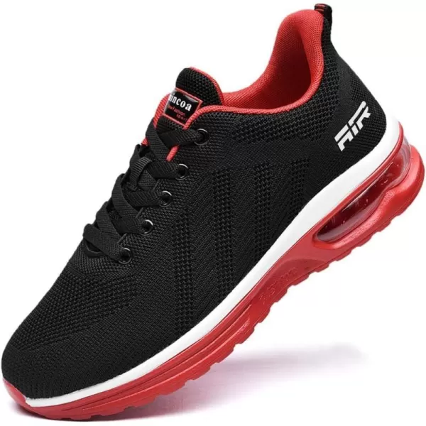 Lamincoa Womens Walking Shoes Lightweight Running Shoes Womens Tennis Shoes Non Slip Air Shoes Breathable Mesh Air Cushion Sneakers for Gym Workout SportsBlackred