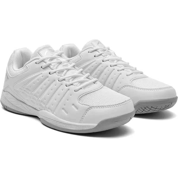 Lamincoa Mens Pickleball Shoes Court Tennis Sneakers for Badminton Training Racketball Squash Volleyball Indoor OutdoorWhiteSilver