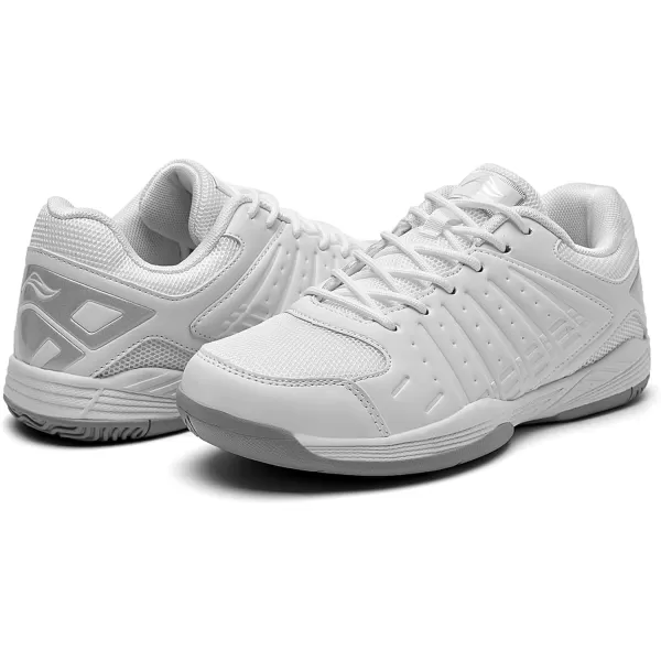 Lamincoa Mens Pickleball Shoes Court Tennis Sneakers for Badminton Training Racketball Squash Volleyball Indoor OutdoorWhiteSilver