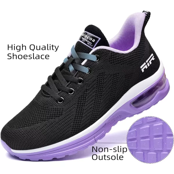 Lamincoa Womens Air Running Shoes Lightweight Women Sneakers Air Cushion Walking Tennis Shoes for WomenBlackpurple