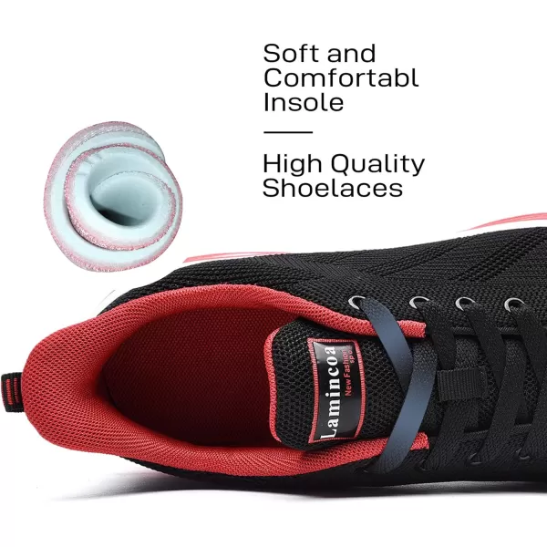 Lamincoa Womens Air Running Shoes Lightweight Women Sneakers Air Cushion Walking Tennis Shoes for WomenBlackred