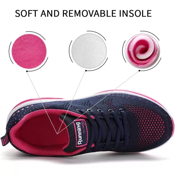 Lamincoa Womens Air Running Shoes Lightweight Women Sneakers Air Cushion Walking Tennis Shoes for WomenNavy Rose