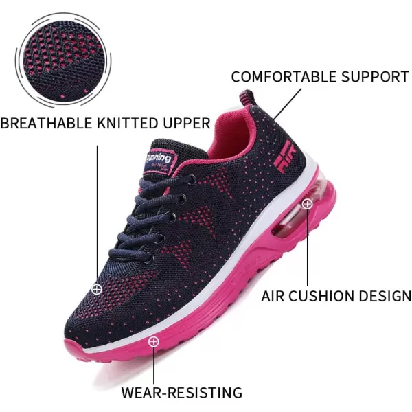 Lamincoa Womens Air Running Shoes Lightweight Women Sneakers Air Cushion Walking Tennis Shoes for WomenNavy Rose