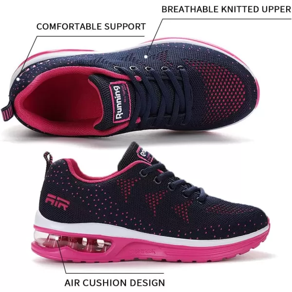 Lamincoa Womens Air Running Shoes Lightweight Women Sneakers Air Cushion Walking Tennis Shoes for WomenNavy Rose