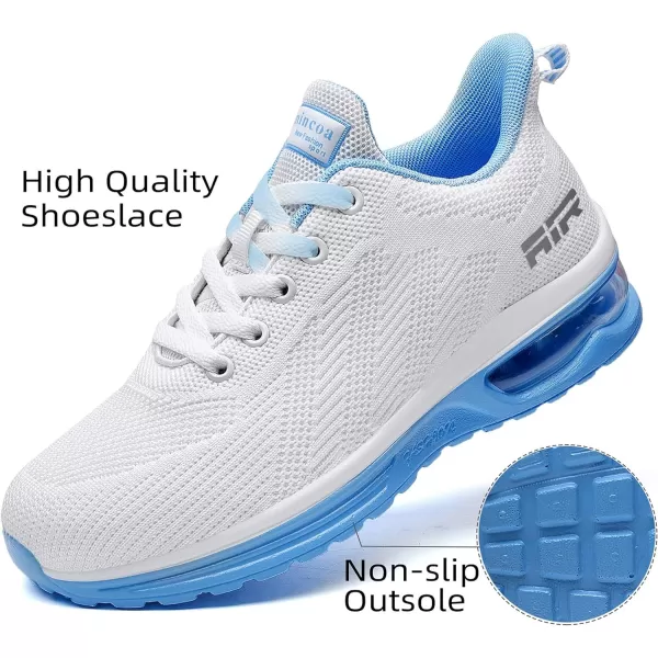 Lamincoa Womens Air Running Shoes Lightweight Women Sneakers Air Cushion Walking Tennis Shoes for WomenWhiteblue