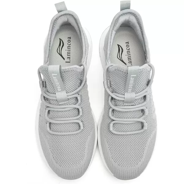 Lamincoa Womens Walking Running Shoes Lightweight Sneakers Slip On Memory Foam Tennis Shoes for WomenLight Grey