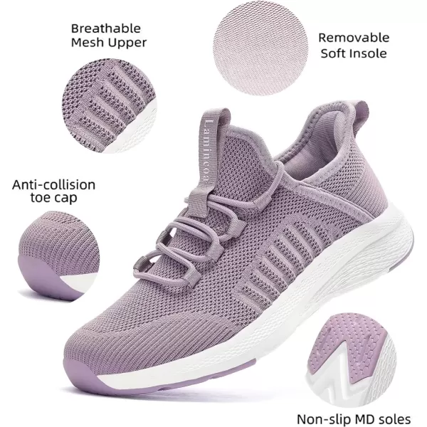 Lamincoa Womens Walking Running Shoes Lightweight Sneakers Slip On Memory Foam Tennis Shoes for WomenLight Purple