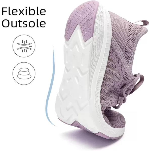 Lamincoa Womens Walking Running Shoes Lightweight Sneakers Slip On Memory Foam Tennis Shoes for WomenLight Purple