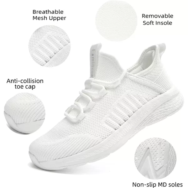 Lamincoa Womens Walking Running Shoes Lightweight Sneakers Slip On Memory Foam Tennis Shoes for WomenWhite