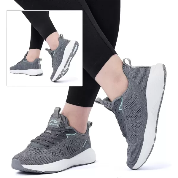 Lamincoa Womens Walking Shoes Running Sneaker for Women Tennis Athelic Gym ShoeDeepgrey