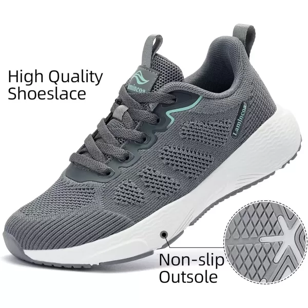 Lamincoa Womens Walking Shoes Running Sneaker for Women Tennis Athelic Gym ShoeDeepgrey