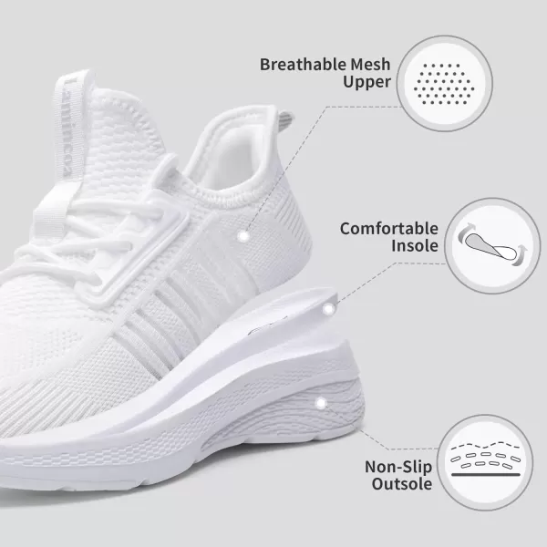 Lamincoa Womens Walking Sneakers Slip On Running Tennis Shoes Lightweight Memory Foam Comfort Casual for Gym Workout YogaWhite