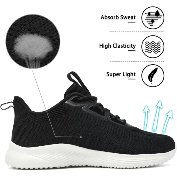 Lamincoa Womens Walking Shoes Lace Up Tennis Lightweight Breathable Mesh Running Shoes Casual Memory Foam SneakersBlack Whitenew