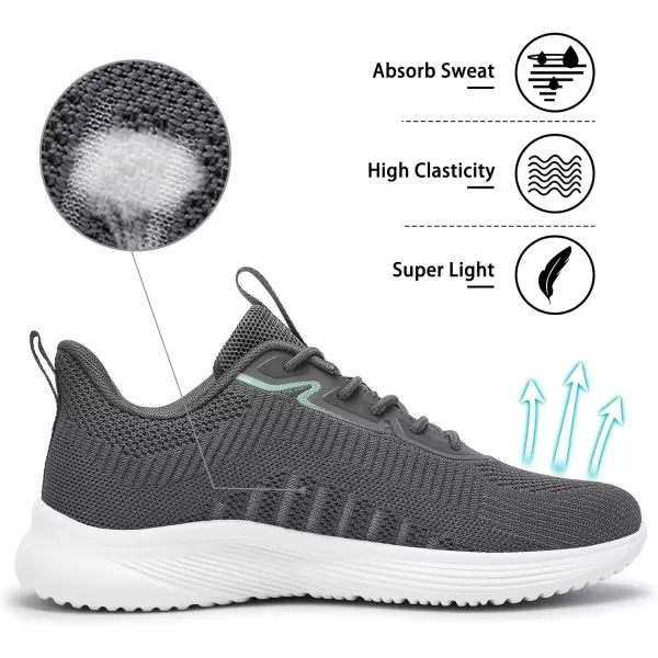 Lamincoa Womens Walking Shoes Lace Up Tennis Lightweight Breathable Mesh Running Shoes Casual Memory Foam SneakersGreynew