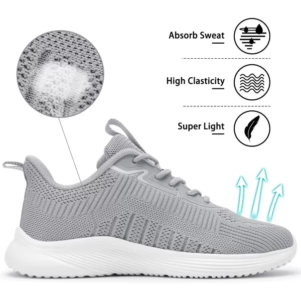 Lamincoa Womens Walking Shoes Lace Up Tennis Lightweight Breathable Mesh Running Shoes Casual Memory Foam SneakersLight Greynew