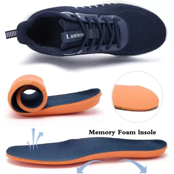 Lamincoa Womens Walking Shoes Lace Up Tennis Lightweight Breathable Mesh Running Shoes Casual Memory Foam SneakersNavy Bluenew