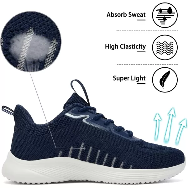 Lamincoa Womens Walking Shoes Lace Up Tennis Lightweight Breathable Mesh Running Shoes Casual Memory Foam SneakersNavy Bluenew