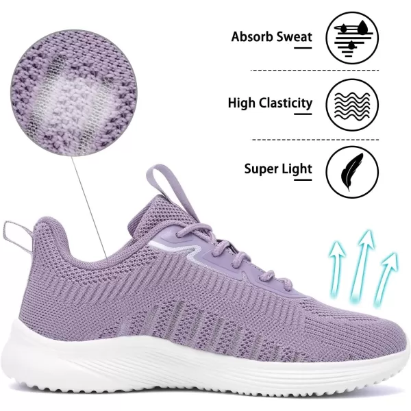 Lamincoa Womens Walking Shoes Lace Up Tennis Lightweight Breathable Mesh Running Shoes Casual Memory Foam SneakersPurplenew