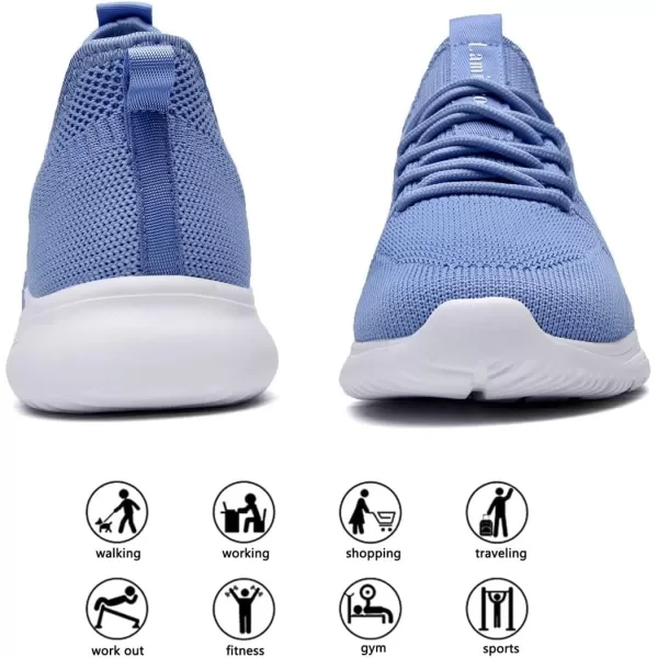 Lamincoa Womens Walking Shoes Slip On Lightweight Memory Foam Cheer Sneakers for Tennis Gym Running Workout YogaBlue