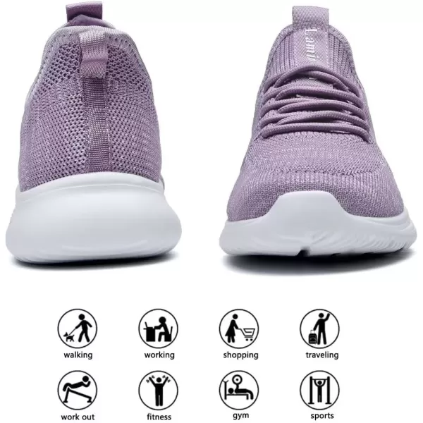 Lamincoa Womens Walking Shoes Slip On Lightweight Memory Foam Cheer Sneakers for Tennis Gym Running Workout YogaPurple