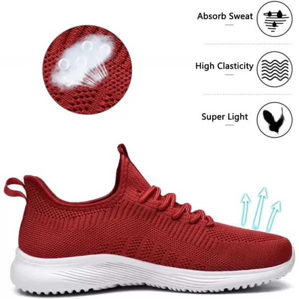 Lamincoa Womens Walking Shoes Slip On Lightweight Memory Foam Cheer Sneakers for Tennis Gym Running Workout YogaRed