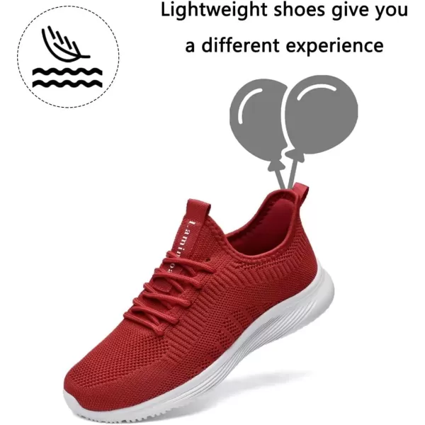 Lamincoa Womens Walking Shoes Slip On Lightweight Memory Foam Cheer Sneakers for Tennis Gym Running Workout YogaRed