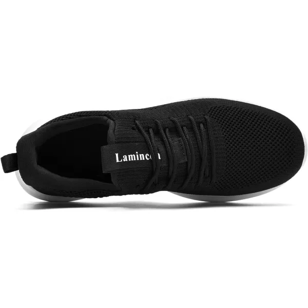 Lamincoa Womens Walking Shoes Slip On Lightweight Memory Foam Cheer Sneakers for Tennis Gym Running Workout YogaThickenblack White